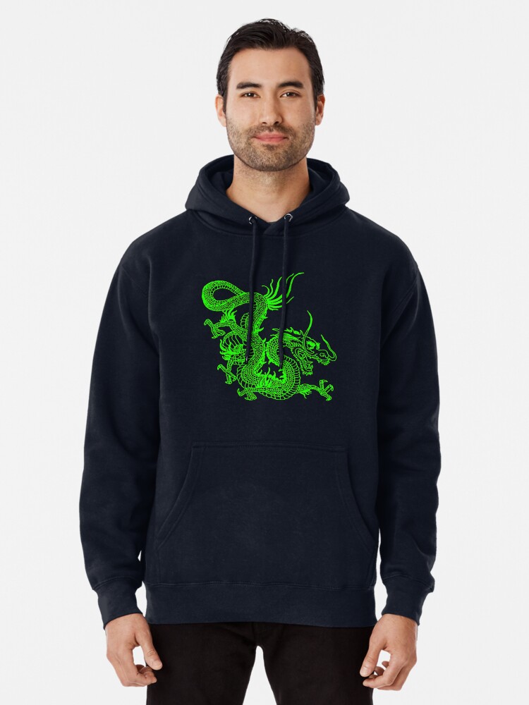 Sudadera con capucha for Sale con la obra «Dragón Chino Verde Fluo