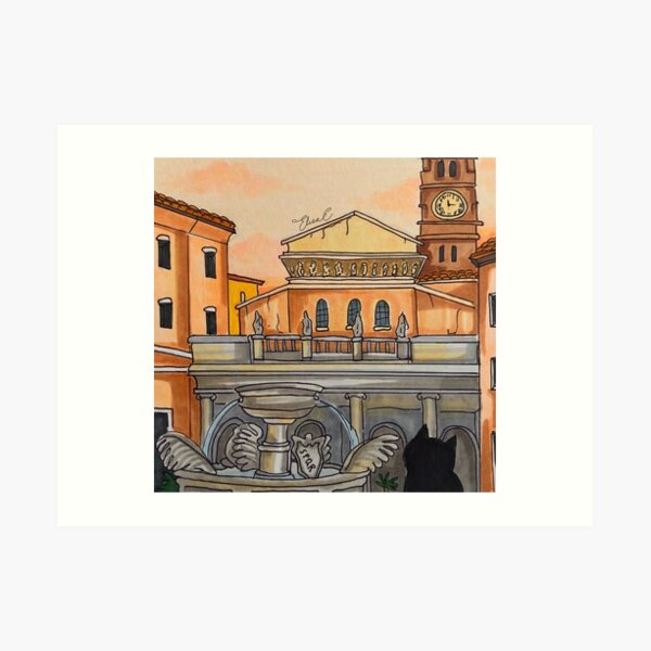 Journal of a Cat in Rome - Sunset in the Piazza Art Print