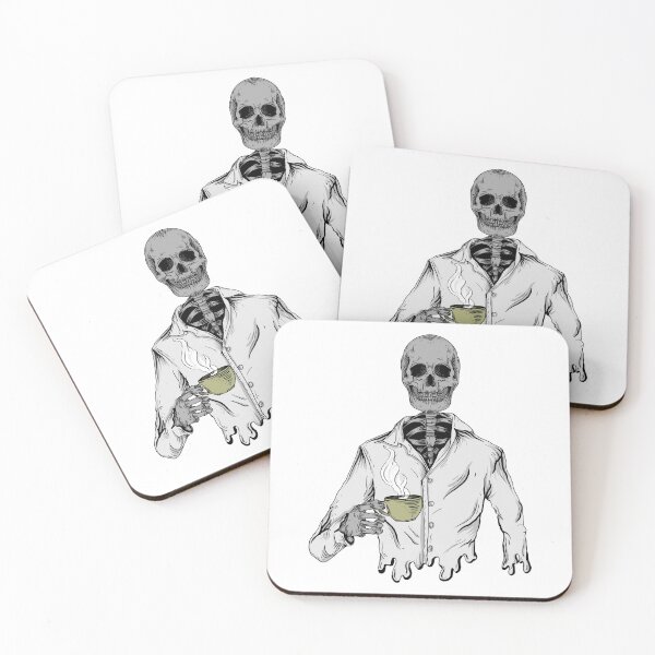 Item preview, Skeleton Wearing T-Shirt Drinking Coffee designed and sold by JTS STORE.