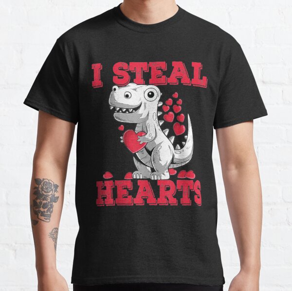 Boys Valentines Day Kids Dinosaur T rex Lover I Steal Hearts Classic T-Shirt