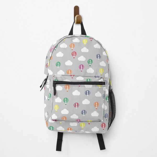 Item preview, Grey with Multicoloured Hot Air Balloons and Clouds designed and sold by shadowbright.