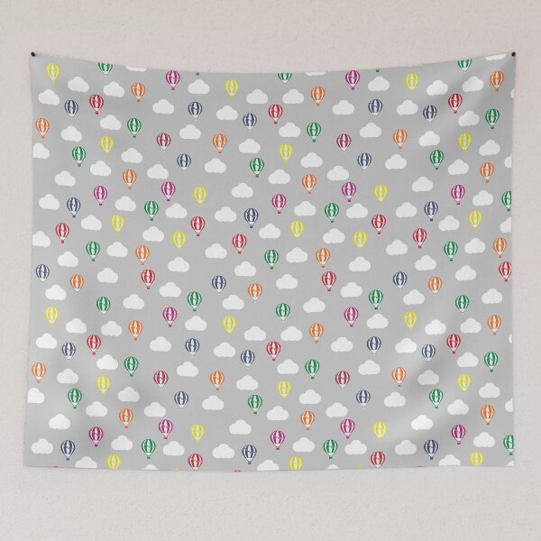 Item preview, Grey with Multicoloured Hot Air Balloons and Clouds designed and sold by shadowbright.