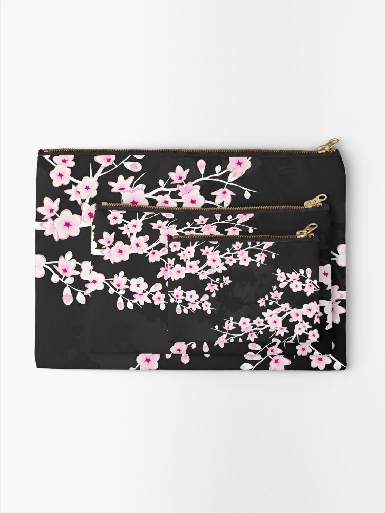 Pink Black Cherry Blossom Tote Bag by Nina Baydur