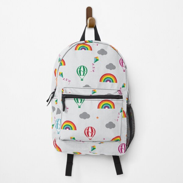 Item preview, White with Multicoloured Hot Air Balloons and Rainbows designed and sold by shadowbright.