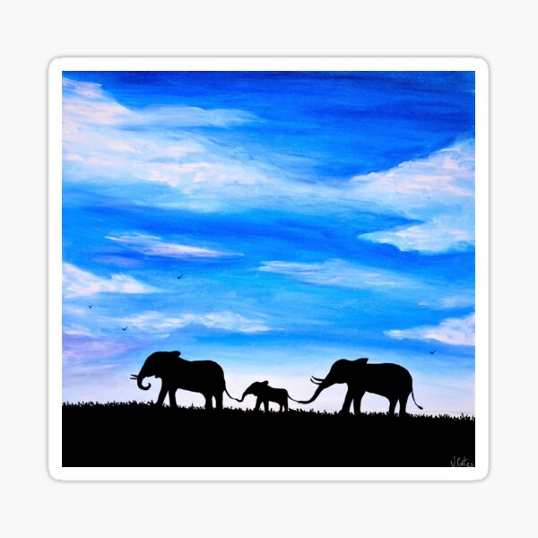 Famille d'éléphants Sticker