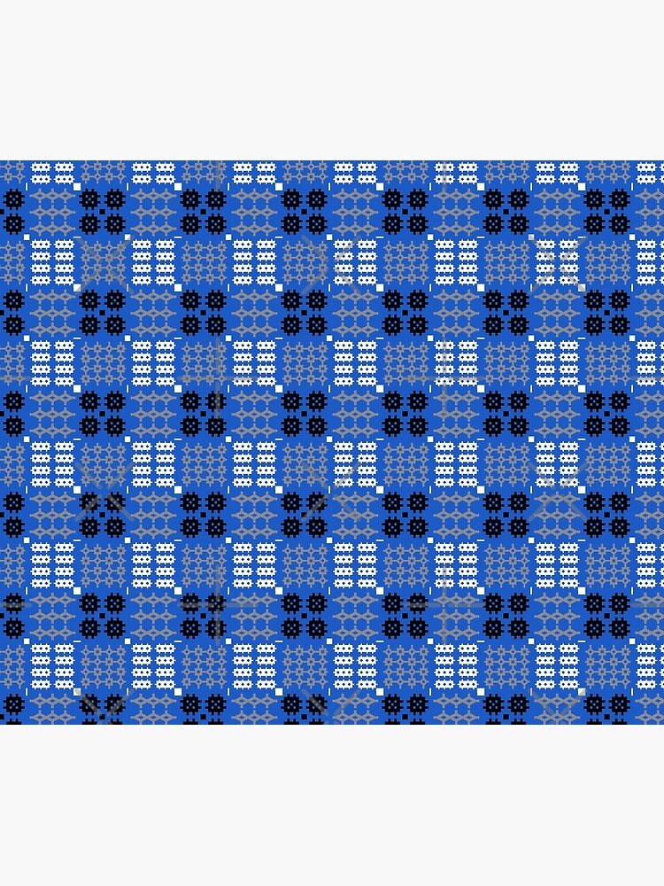 "Welsh Tapestry Pattern, Carthen Cymraeg, Cymreig (blue)" Throw Blanket