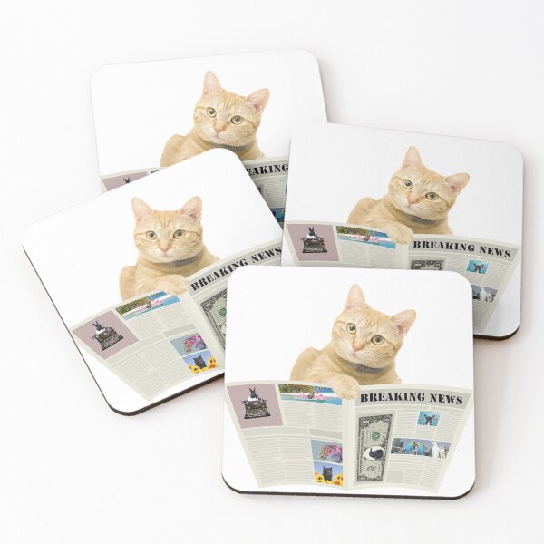 Item preview, Newspaper Breaking News yellow Cat - Typewriter Author Journalist designed and sold by Move-Art.