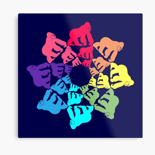 Color: Rainbow Gorillas Metal Print