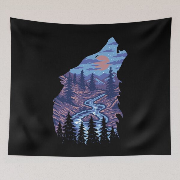 Item preview, Howling Wolf With Mystic River Canyons designed and sold by aMortalArtist.