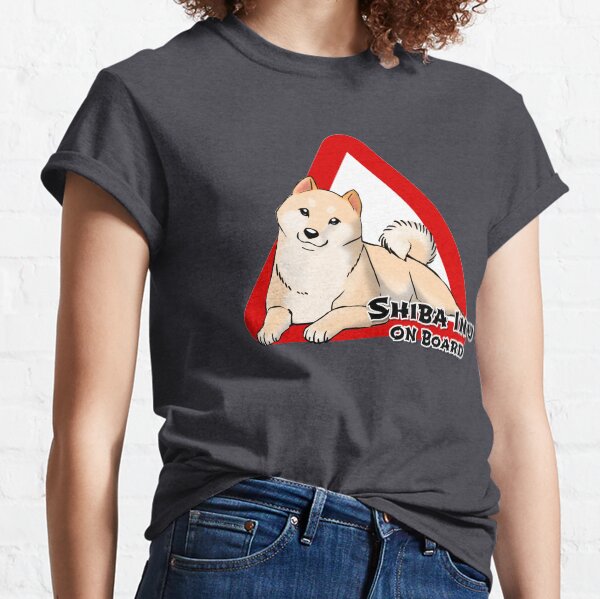 SHIBA INU A BORDO BLANCO Camiseta clásica