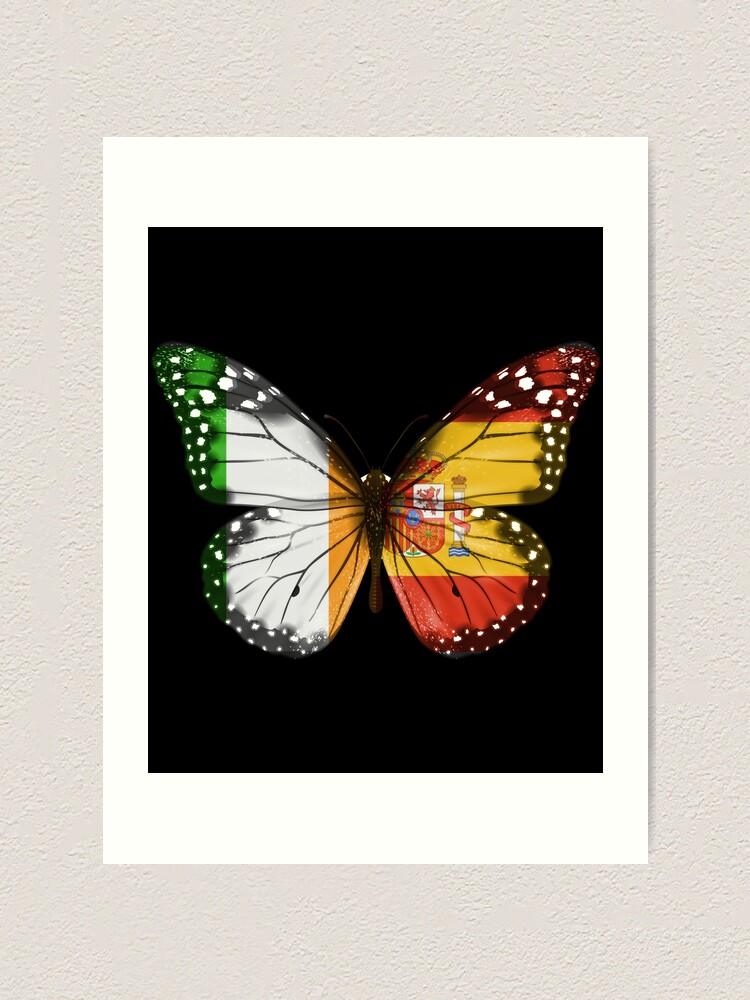 Thumbnail 1 von 3, Kunstdruck, Irish Spanish Butterfly With The Ireland Spain Flag On Wings designt und verkauft von Popini.