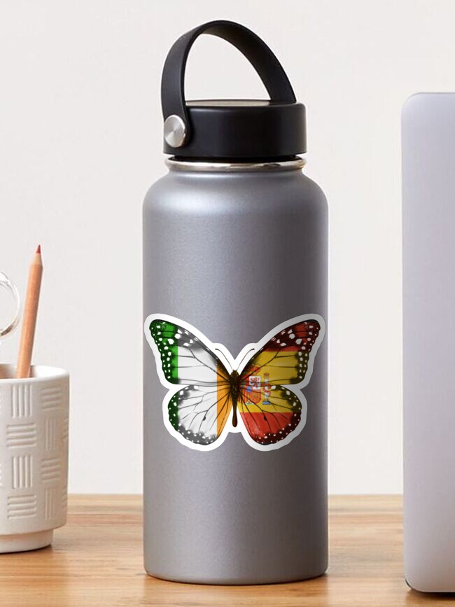 Thumbnail 1 von 3, Sticker, Irish Spanish Butterfly With The Ireland Spain Flag On Wings designt und verkauft von Popini.