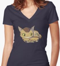 Cat Bus Women's Fitted V-Neck T-Shirt