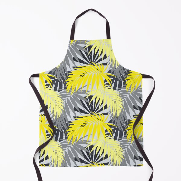 Item preview, Tropicaleaves Palm Monstera in Yellows Greys designed and sold by TropicalFronds.
