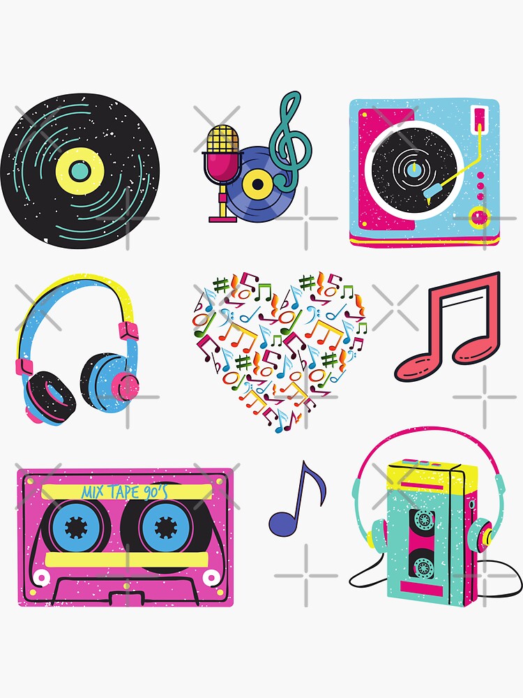 Retro music Sticker for Sale by smartypaints