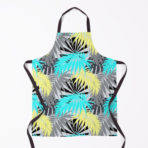Item preview, Tropicaleaves Palm Monstera in Aqua Yellow and Grey designed and sold by TropicalFronds.