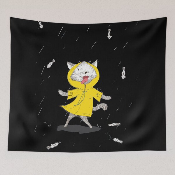 Item preview, Doodle Cat On The Fish Rain designed and sold by thersant.