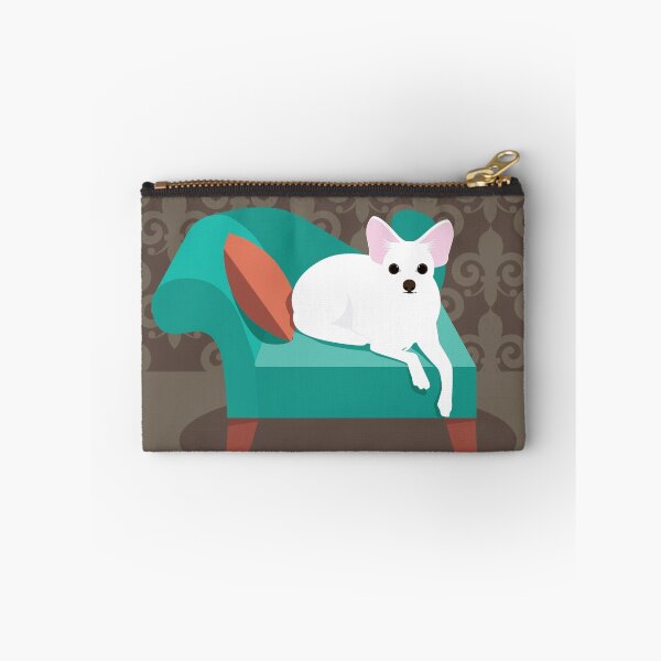 Item preview, Flat design white Chihuahua on her chaise longue designed and sold by La Cartoonista.