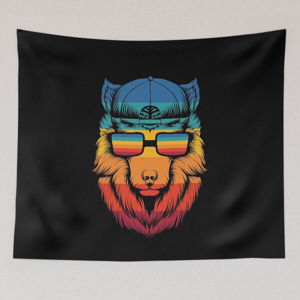 Item preview, Retro Trippy Wolf Head LGBTQ Synth Art designed and sold by aMortalArtist.