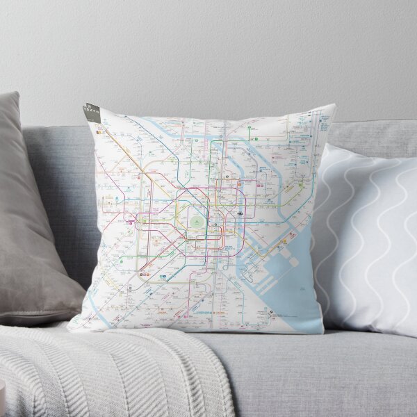 Tokyo Metro Map Throw Pillow