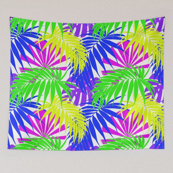 Item preview, Tropicaleaves Palm Monstera in Neon on White designed and sold by TropicalFronds.