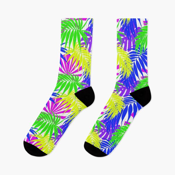 Item preview, Tropicaleaves Palm Monstera in Neon on White designed and sold by TropicalFronds.