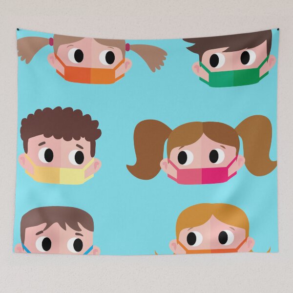 Item preview, children's heads with colourful protective masks designed and sold by duxpavlic.