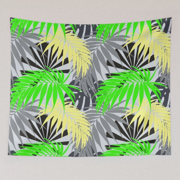 Item preview, Tropicaleaves Palm Monstera in Grey, Lemon and Lime designed and sold by TropicalFronds.