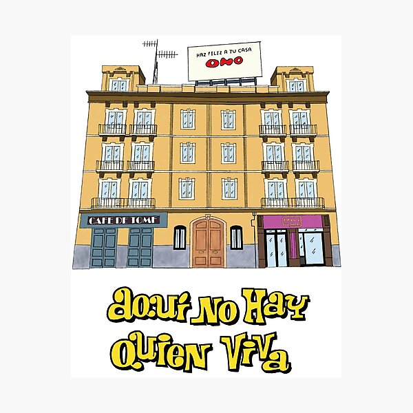 Vista previa del artículo con la obra «Aqui no hay que viva edificio», diseñado y vendido por mavydesigns.