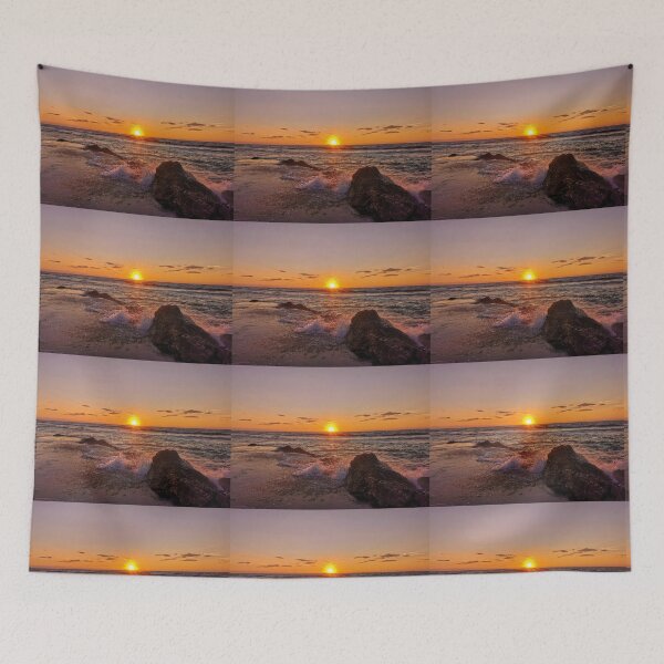 Item preview, Sunset by the beach in Paphos Cyprus - warm orange sunset view designed and sold by whatisonmymind.