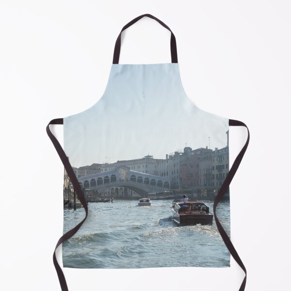 Item preview, Rialto Bridge Traffic - Taxi Boats and Glossy Ripples on the Grand Canal in Venice designed and sold by Georgia Mizuleva.
