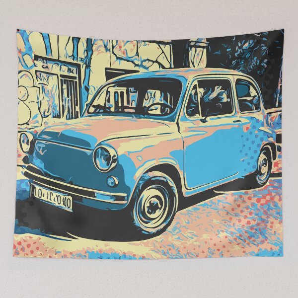 Item preview, Little Blue City Car, Old School Retro Tiny Car designed and sold by D-Spot Shop.