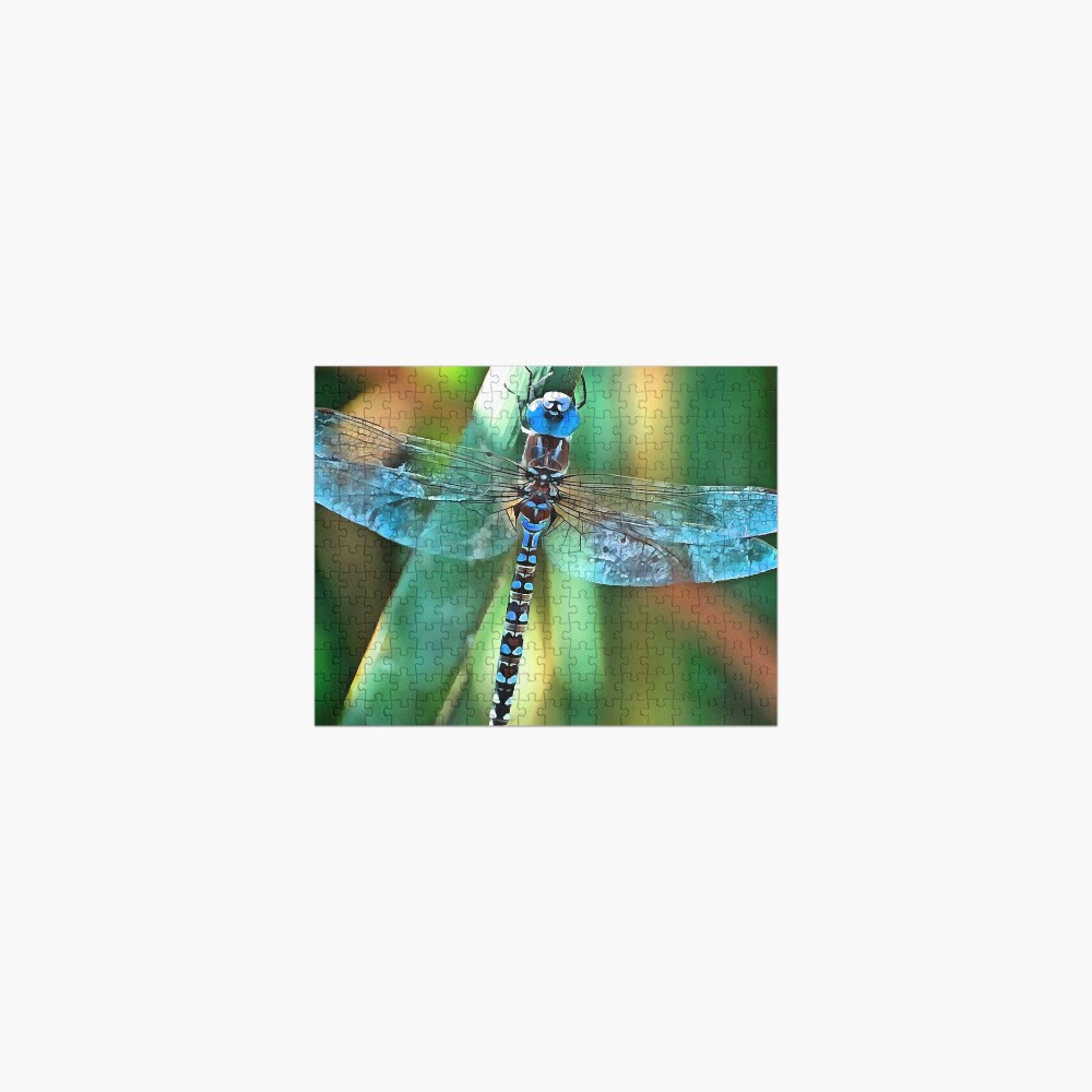 Fantasy Dragonfly In Turquoise and Black Jigsaw Puzzle