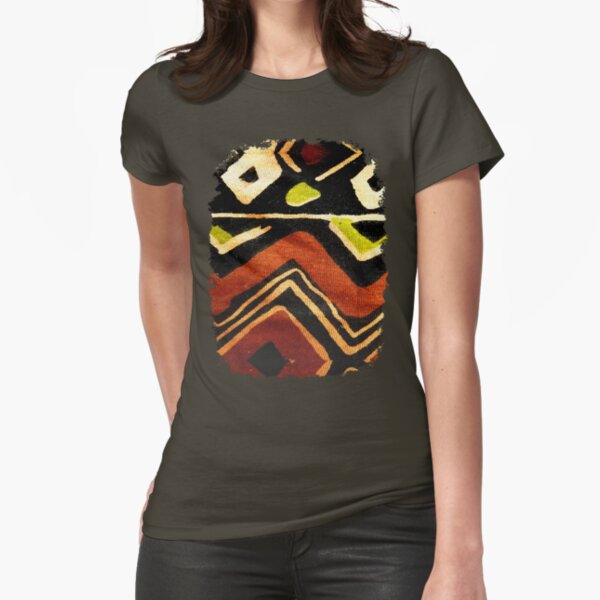 Africa Design Fabric Texture Fitted T-Shirt