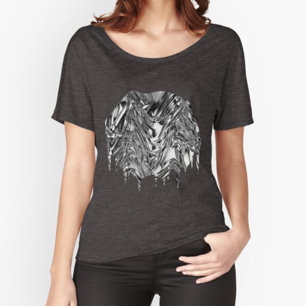 Silver Aluminium Molten Metal Digital Texture Relaxed Fit T-Shirt