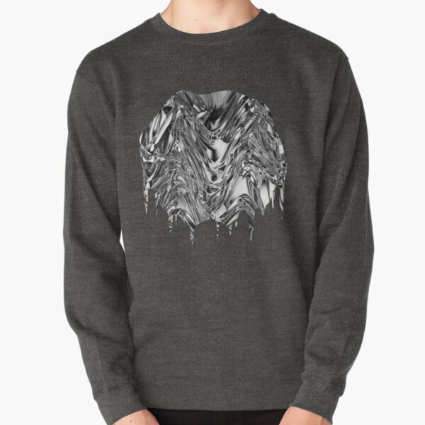 Silver Aluminium Molten Metal Digital Texture Pullover Sweatshirt
