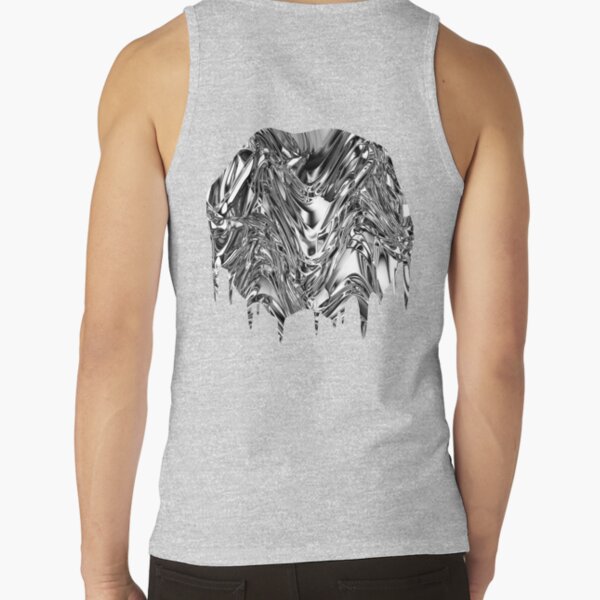 Silver Aluminium Molten Metal Digital Texture Tank Top