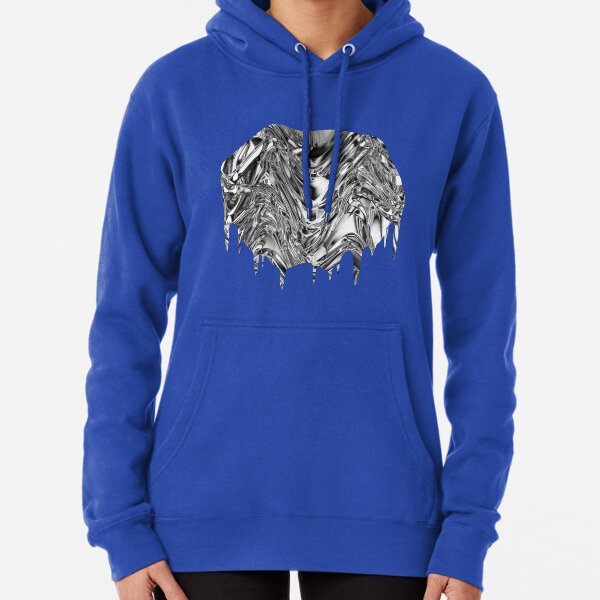 Silver Aluminium Molten Metal Digital Texture Pullover Hoodie