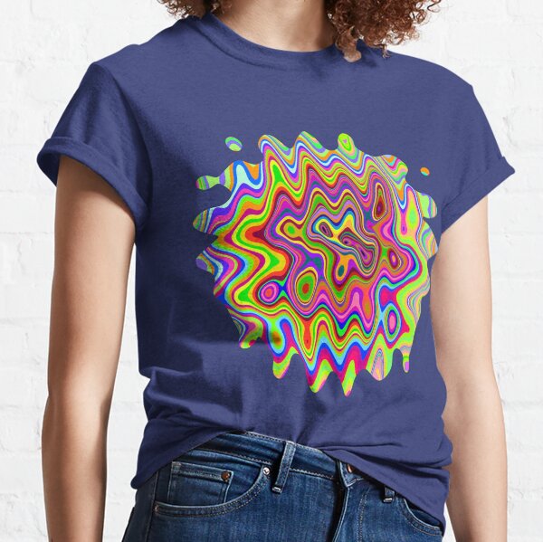 Psychedelic Glowing Colors Pattern Classic T-Shirt