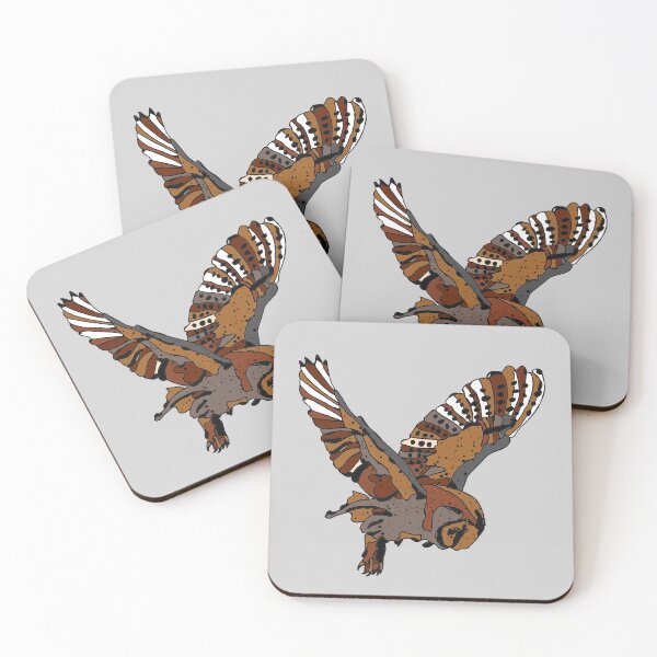 Item preview, minimalistic brown barn owl flying pattern design designed and sold by The Red Shop.