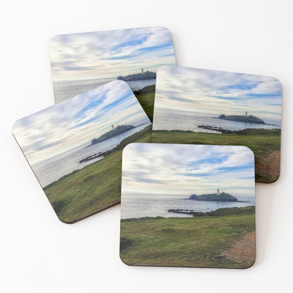 Item preview, Godrevy Lighthouse, Cornwall, England landscape beach art designed and sold by BarbaraGlebska.