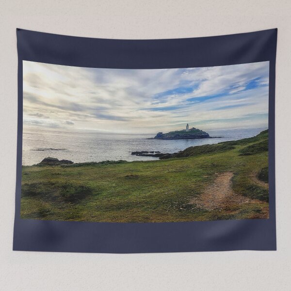 Item preview, Godrevy Lighthouse, Cornwall, England landscape beach art designed and sold by BarbaraGlebska.