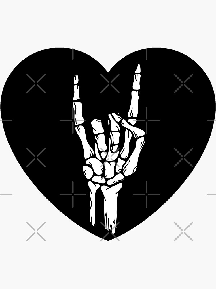 " Rock 'n Roll Skeleton hand and black heart " Sticker by Vaishy13 ...