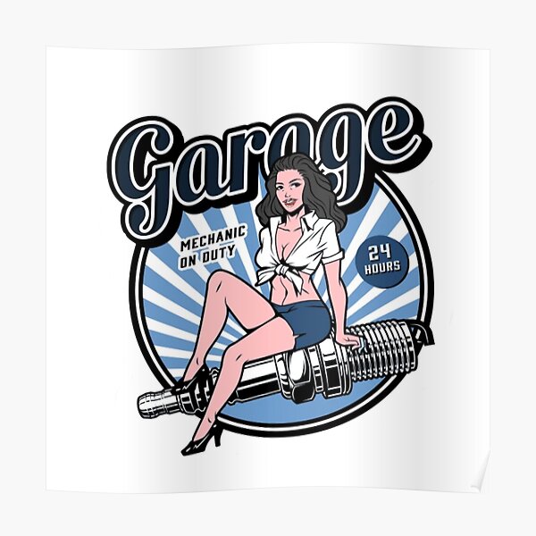 Pinup Garage 24 Hours Back Print Poster For Sale By Blackrain1977