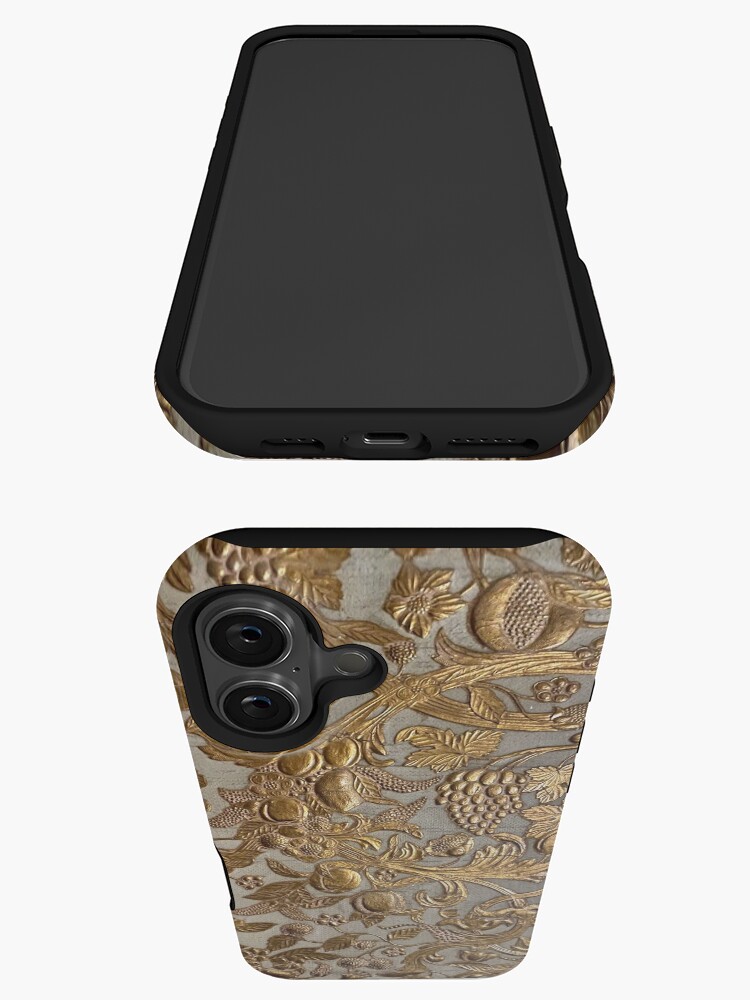 Thumbnail 3 of 4, iPhone Case, Gibson House Museum Japanese "Leather" Wallpaper (View 2) designed and sold by TheGibsonHouse.