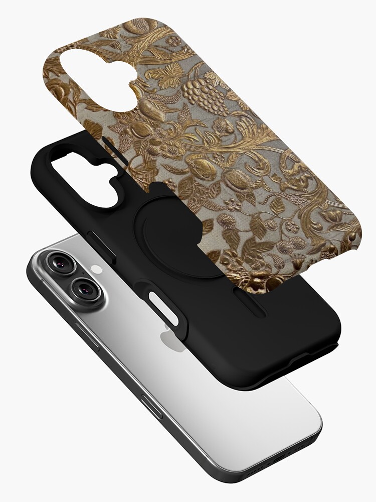 Thumbnail 2 of 4, iPhone Case, Gibson House Museum Japanese "Leather" Wallpaper (View 2) designed and sold by TheGibsonHouse.