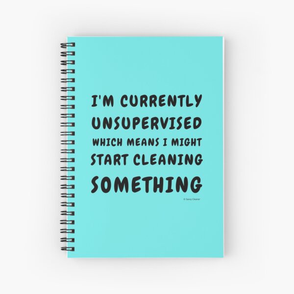 Currently Unsupervised Cleaning Housekeeping Humor Spiral Notebook
