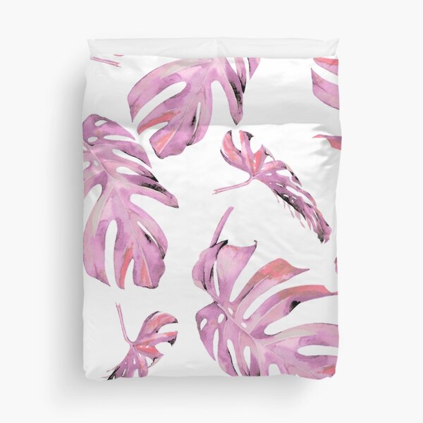 Monstera Pattern Pink Duvet Cover