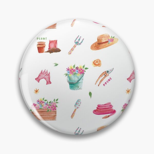 Item preview, watercolor flowers and gardening tools pattern designed and sold by raghda-s-m.