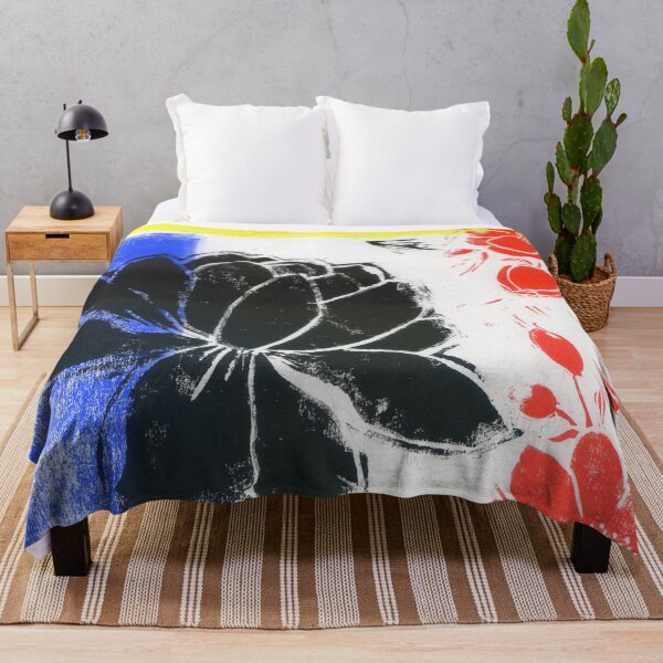 Item preview, abstract flowers in colors of Mondrian: linoprint designed and sold by kosarandrea.